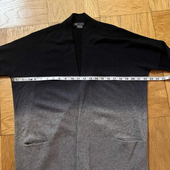 Vince XS Wool Cashmere Dip Dye Cardigan Ombre Black Blue Gray with Pockets - Picture 8 of 8